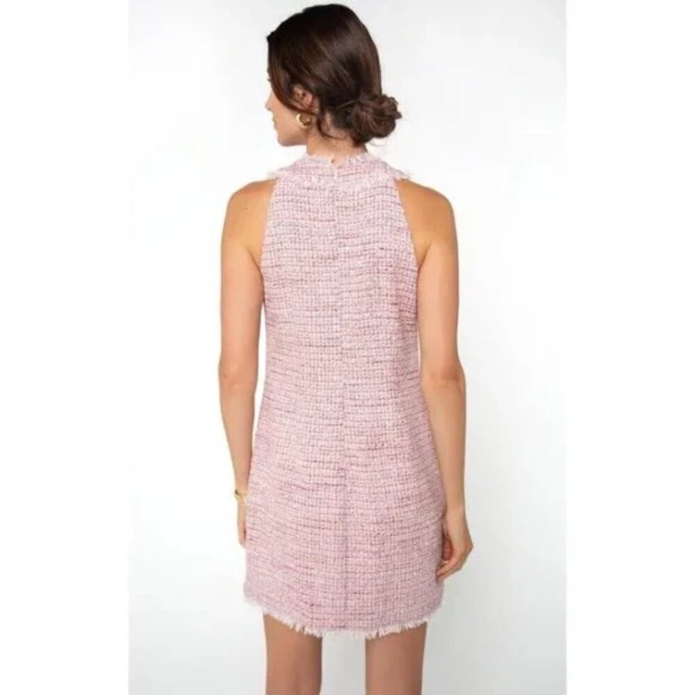 GEORGIE Pink Tweed Sleeveless Mini Dress NEW - Picture 2 of 8